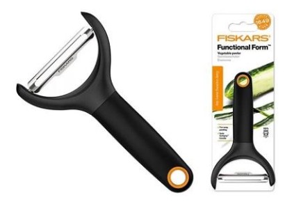 Овочечистка горизонтальна Fiskars Functional Form, з рухомим лезом, 23см, нержавіюча сталь, пластик, чорний