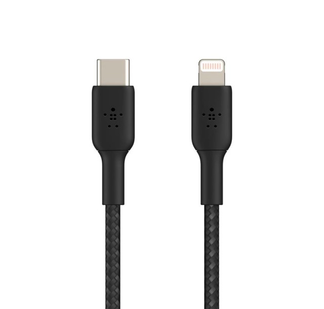 Кабель USB-C > Lightning заряджання/синхронізації Belkin, 2м, Type-C, плетений, чорний