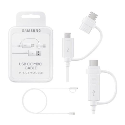 Кабель USB-A > USB-С/microUSB заряджання/синхронізації Samsung, 1.5м, Type-C, білий