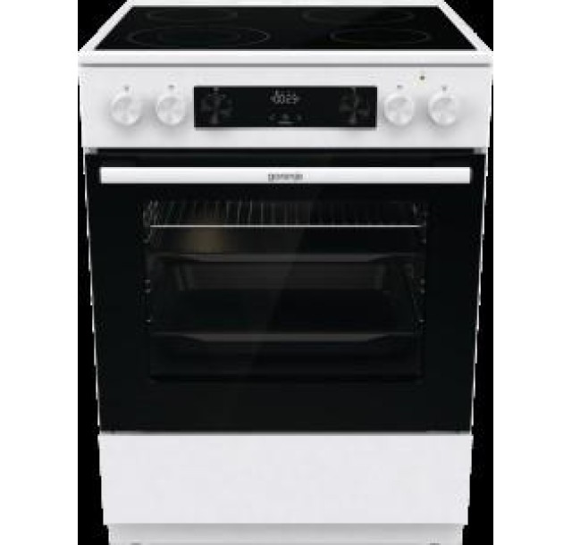 Плита Gorenje електрична склокерамічна, 71л, 60x60см, дисплей, приготування з паром, програматор, білий