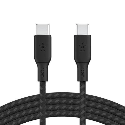 Кабель USB-C > USB-C заряджання/синхронізації Belkin, 3м, 100Вт, Type-C, плетений, чорний