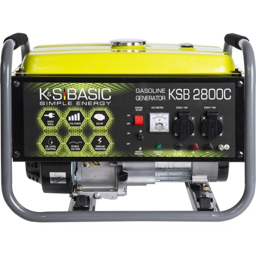 Генератор бензиновий Konner&Sohnen Basic KSB 2800C, 230В, 2.8кВт, ручний запуск, 36.6кг