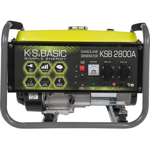 Генератор бензиновий Konner&Sohnen Basic KSB 2800A, 230В, 2.8кВт, ручний запуск, 36.2кг