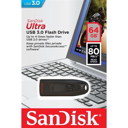 Накопичувач SanDisk   64GB USB 3.0 Type-A Ultra Чорний