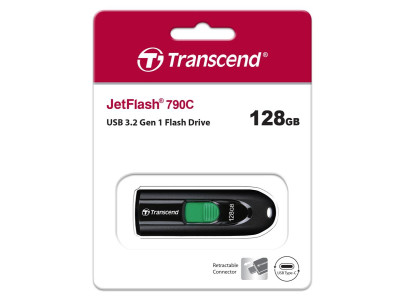 Накопичувач Transcend 128GB USB 3.2 Type-C JetFlash 790C Чорний