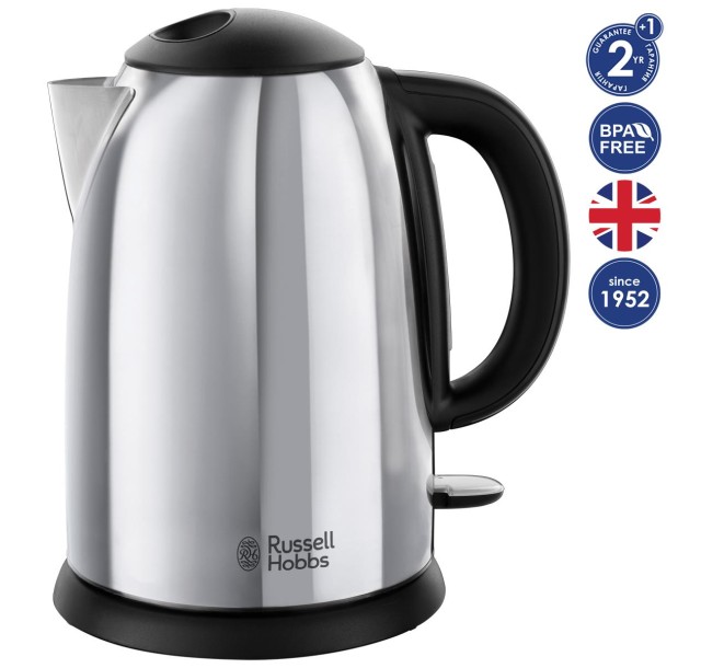 Електрочайник Russell Hobbs Victory, 1.7л, метал, сріблясто-чорний