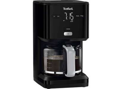 Кавоварка Tefal крапельна Smart&light 1.25л, мелена, таймер включення, годинник, чорний