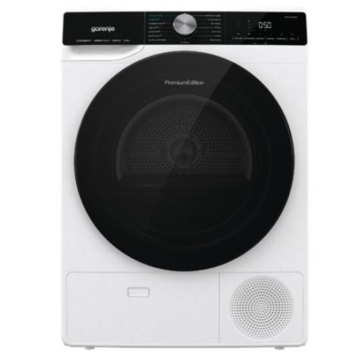 Сушильна машина Gorenje тепловий насос, 9кг, A++, 60см, дисплей, 15 програм, підсвітка барабану, білий