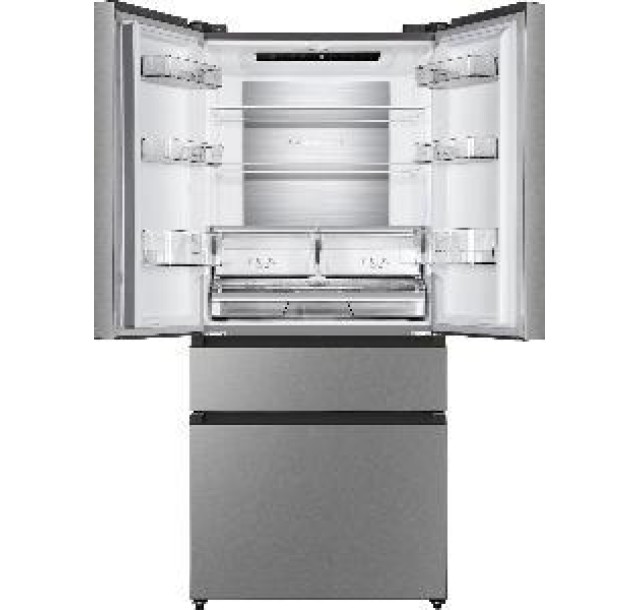 Холодильник SBS Gorenje NRM8181UX, франц.дверцята, 182x80x71см, 2 дв., Х- 299л, М- 122л, A+, NF,  Інвертор, Дисплей, Сірий