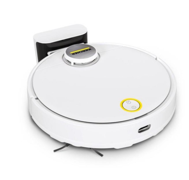 Робот-пилосос Karcher RCV 3, 400Вт, h=9.4см, вологе прибирання, конт пил -0.5л, вода -0.17л, автон. робота до 120хв, вага-3.7кг, НЕРА, білий