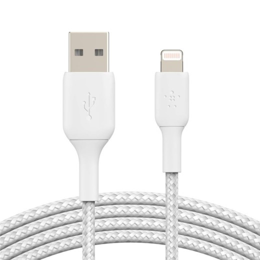 Кабель USB-A > Lightning заряджання/синхронізації Belkin 1м, плетений, білий