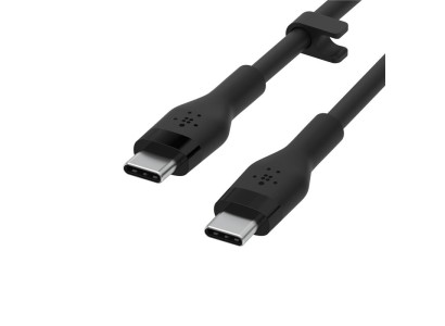 Кабель USB-C > USB-C заряджання/синхронізації Belkin, 3м, 60Вт, Type-C, силіконовий з кліпсою, чорний