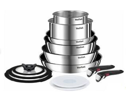 Набір посуду Tefal Ingenio Emotion, 13пр., нержавіюча сталь, скло, пластик, бакеліт, сріблястий