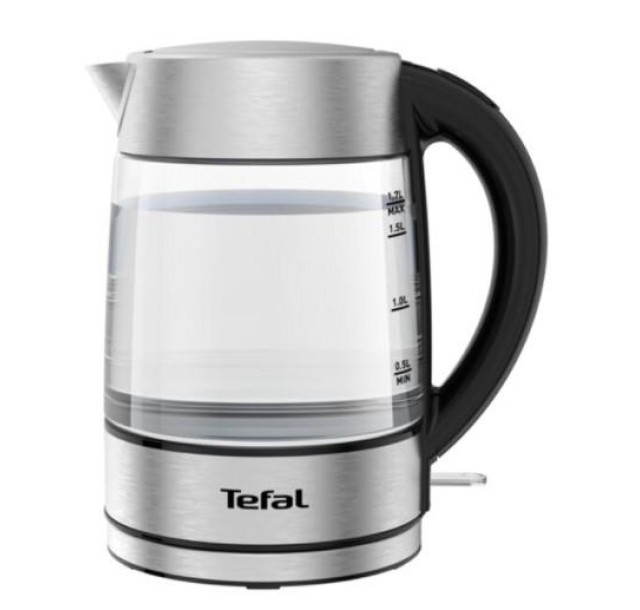 Електрочайник Tefal Glass Kettle 1.7л, скло, з підсвіткою, сріблясто-чорний