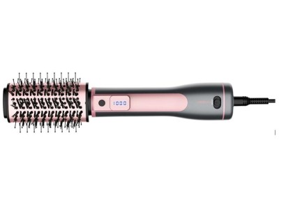 Фен-щітка Ardesto  Brush Pink Touch, 1200Вт, 2 швидкості, 2 темп. режими, LED-дисплей, функція іонізації , 4 насадки, сірий+ рожевий