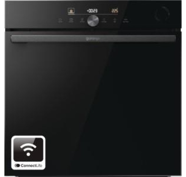 Духова шафа Gorenje електрична, 77л, A+, пара, дисплей, Wi-Fi, чорний