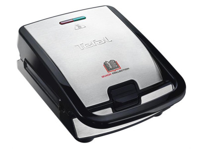 Мультимейкер Tefal Snack collection 700Вт, тефлон, 3 пластини, корпус-нержав.сталь/пластик, чорний