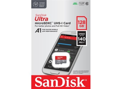 Карта пам'яті SanDisk microSD  128GB C10 UHS-I R140MB/s Ultra