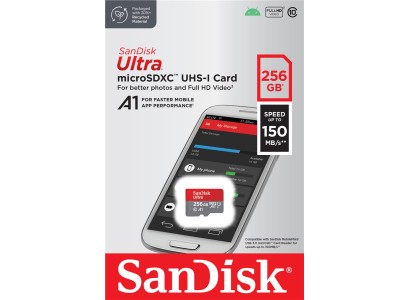 Карта пам'яті SanDisk microSD  256GB C10 UHS-I R150MB/s Ultra