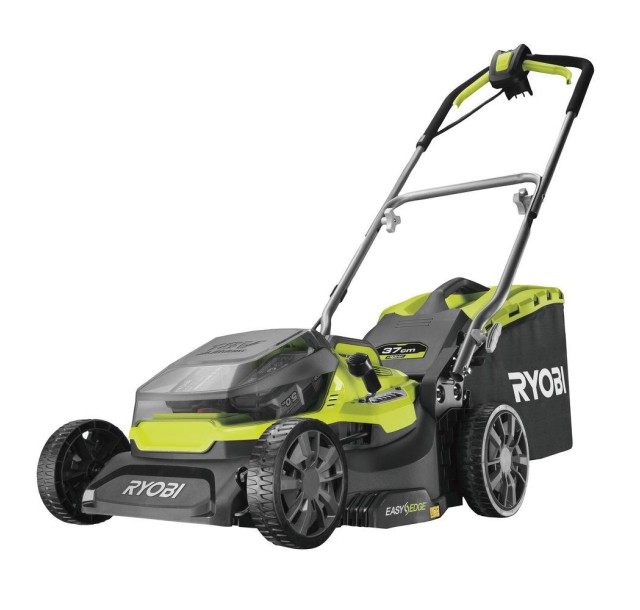 Газонокосарка акумуляторна Ryobi RY18LMH37A-250 ONE+ Hybrid АКБ+мережа (18В/220В) акб 2х5А·год 37см 45л 25-70мм мульчування 15.7кг