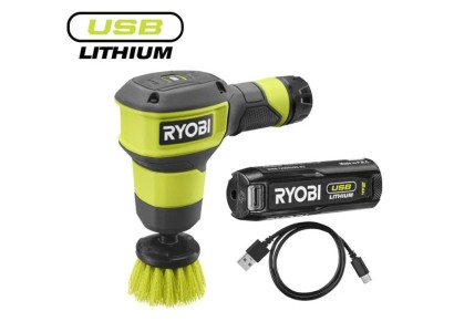 Щітка Ryobi RSCR4-120G акумуляторна 4В USB Lithium, акб 1х2Аг, d 5см, 300об/хв, IPX7, 0.55кг