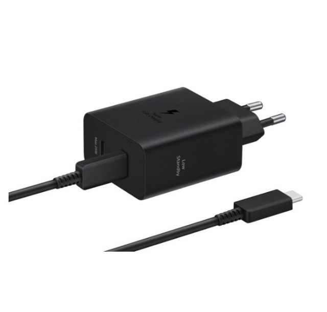 Зарядний пристрій мережевий Samsung 50Вт 2xUSB-С, кабель USB-C > USB-C, 1.8м, чорний