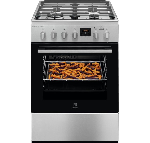 Плита Electrolux комбінована, 58л, 60x60см, дисплей, конвекція, чавун, пара, нерж