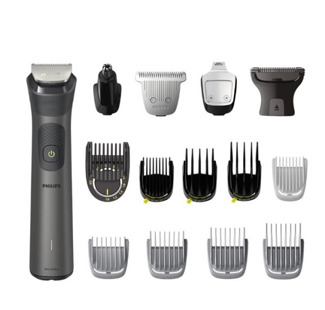 Тример Philips Series 7000, для обличчя, голови, тіла, акум., насадок-15, сталь, сіро-чорний