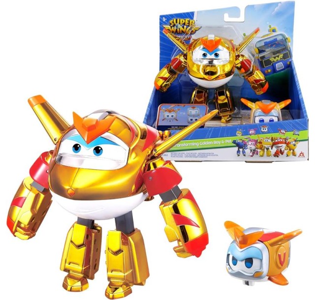 Ігровий набір Super Wings Transforming Золотий Хлопчик і улюбленець (Golden Boy & Pet)