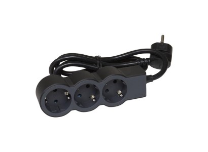 Подовжувач Legrand стандарт, 3хSchuko, 16А, 5м, чорний