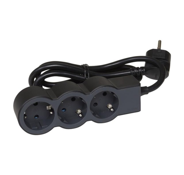 Подовжувач Legrand стандарт, 3хSchuko, 16А, 5м, чорний