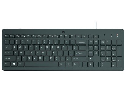 Клавіатура мембранна HP 150, 104key, USB-A, EN/RU, чорний