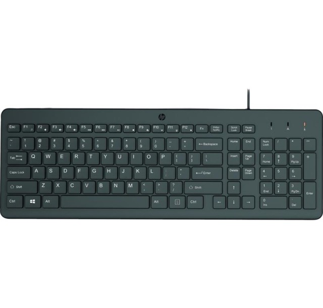 Клавіатура мембранна HP 150, 104key, USB-A, EN/RU, чорний