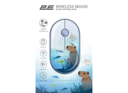 Миша 2E MF300 CAPYBARA:SWIM Silent WL BT, синій