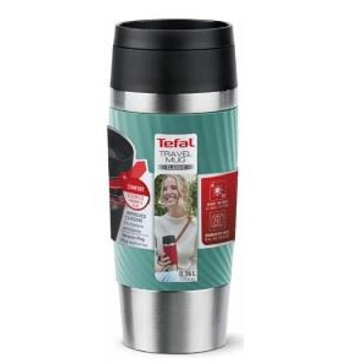 Термочашка Tefal Travel Mug Classic Twist, 360мл, нержавіюча сталь, зелений