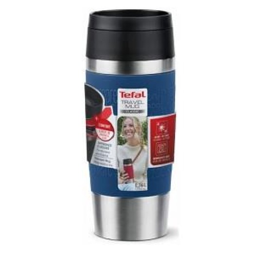 Термочашка Tefal Travel Mug Classic, 360мл, нержавіюча сталь, синій