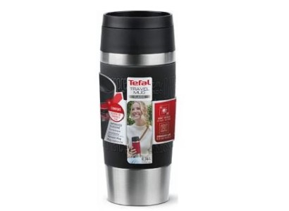 Термочашка Tefal Travel Mug Classic, 360мл, нержавіюча сталь, чорний