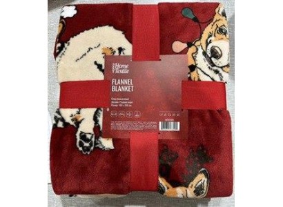 Плед Ardesto Flannel 160х200см, 100% поліестер, різдвяні коргі