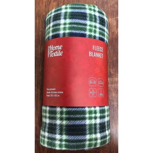 Плед Ardesto Fleece 130x160см, 100% поліестер, клітинка, зелений