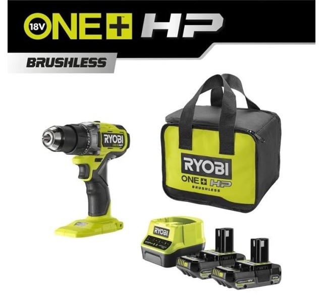 Шурупокрут-дриль акумуляторний Ryobi ONE+ HP RDD18X-220S 18В 2х2А·год ЗП 95Нм 500·2100об·хв 1.7кг сумка