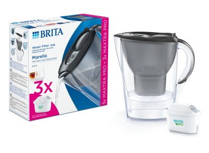 Фільтр-глечик Brita Marella Memo MXPro 2.4л (1.4л очищеної води) з фільтр-картриджем 3шт, графіт