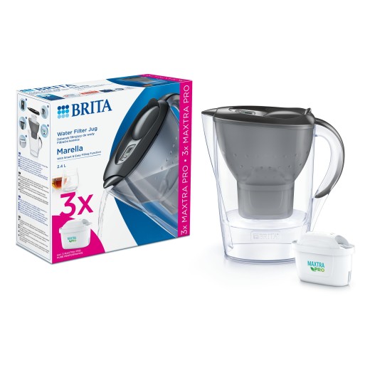 Фільтр-глечик Brita Marella Memo MXPro 2.4л (1.4л очищеної води) з фільтр-картриджем 3шт, графіт