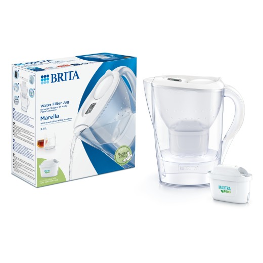 Фільтр-глечик Brita Marella Memo MXPro 2.4л (1.4л очищеної води) з фільтр-картриджем, білий