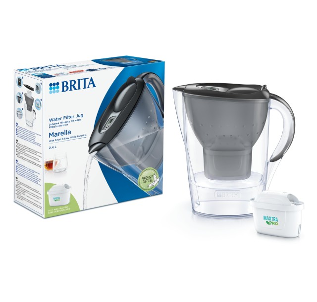 Фільтр-глечик Brita Marella Memo MXPro 2.4л (1.4л очищеної води) з фільтр-картриджем, графіт