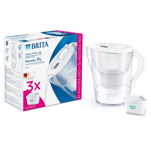 Фільтр-глечик Brita Marella XL Memo MXPro 3.5л (2л очищеної води) з фільтр-картриджем 3шт, білий