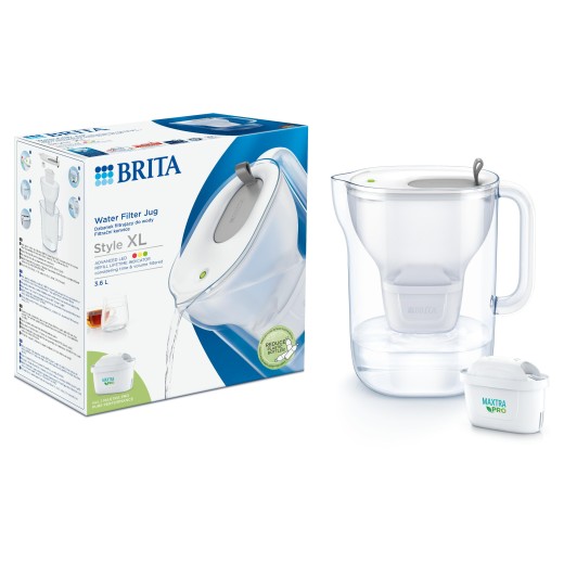 Фільтр-глечик Brita Style XL LED MXPro 3.6л (2.3л очищеної води) з фільтр-картриджем, сірий