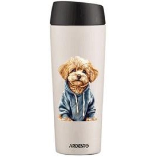 Термокухоль Ardesto Coffee Time Maltipoo 450мл, нержавіюча сталь, бежевий