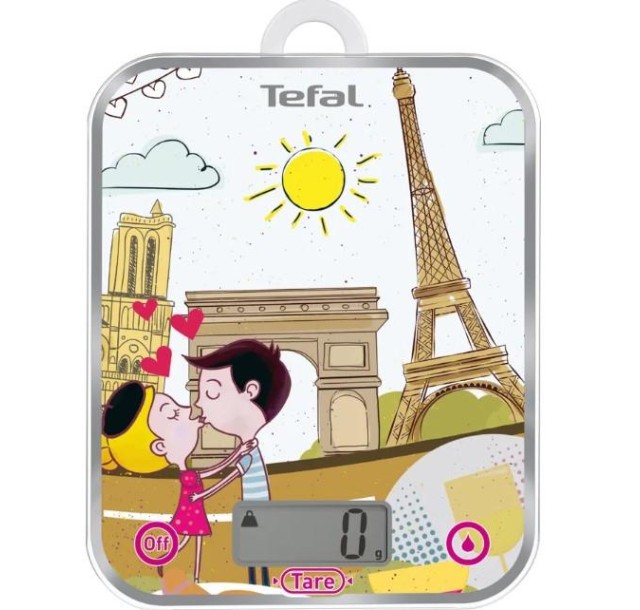 Ваги Tefal кухонні Optiss Decor, 5кг, AAAx2 в комплекті, скло, різнокольоровий
