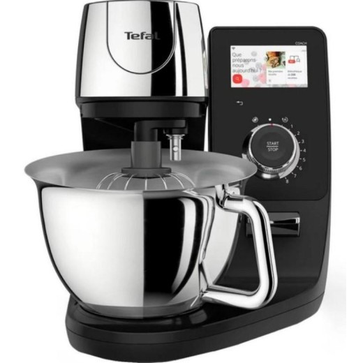 Кухонна машина Tefal I-Coach Touch, 1200Вт, чаша-метал, корпус-метал+пластик, дисплей, насадок-3, підкл. до смартфону, чорний