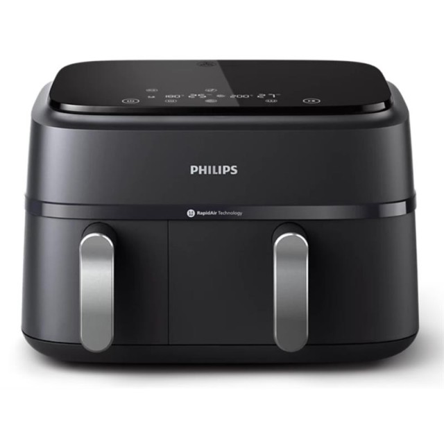 Мультипіч Philips Ovi Dual 2750Вт, чаша-6+3л, сенсорне управл., 2 контейнера,8 авто. Програм, пластик, чорний